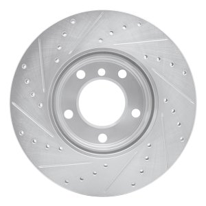 BMW 528I Brake Rotor (1) - Front Right - R1 Concepts - Drilled & Slotted - Silver - `96-`03